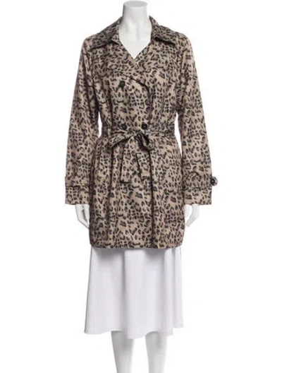 Pre-owned Saks Fifth Avenue Animal Print Peacoat In Neutral