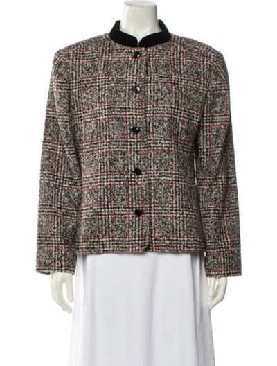 Pre-owned Saks Fifth Avenue Baby Alpaca Tweed Pattern Evening Jacket In Red