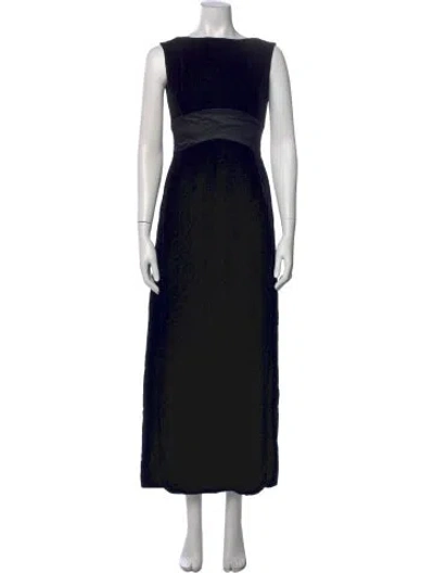 Pre-owned Saks Fifth Avenue Bateau Neckline Long Dress In Black