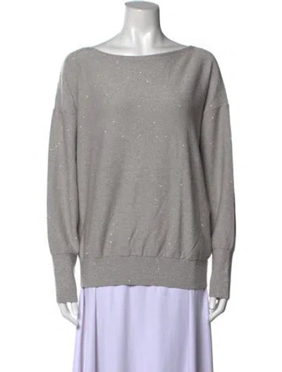 Pre-owned Saks Fifth Avenue Bateau Neckline Sweater In Grey