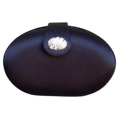 Pre-owned Saks Fifth Avenue Black Satin Egg Shaped Versatile Clutch - Shoulder Bag C 1980s