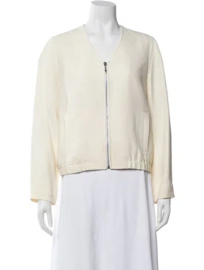 Pre-owned Saks Fifth Avenue Bomber Jacket In White