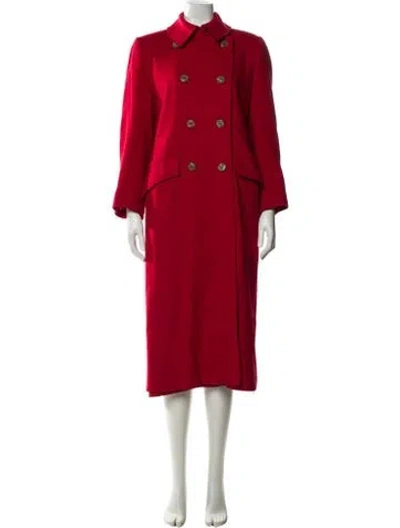 Pre-owned Saks Fifth Avenue Camel Hair Trench Coat In Red