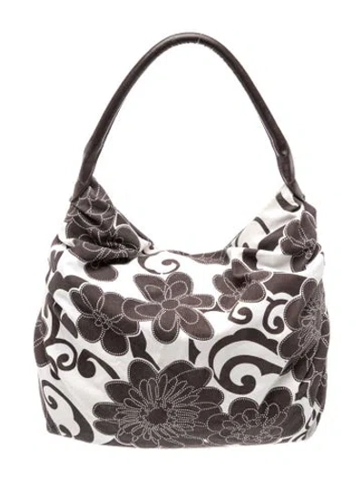 Pre-owned Saks Fifth Avenue Canvas Shoulder Bag In Gray