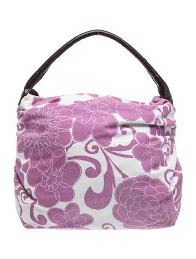 Pre-owned Saks Fifth Avenue Canvas Shoulder Bag In Purple