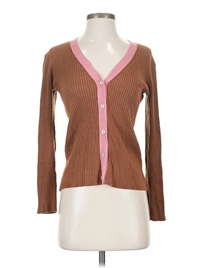 Pre-owned Saks Fifth Avenue Cardigan Sweater In Brown