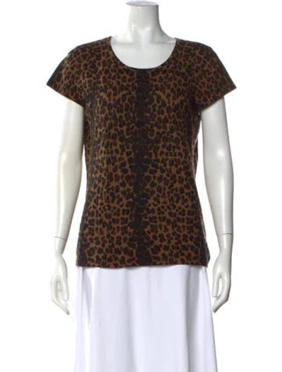 Pre-owned Saks Fifth Avenue Cashmere Animal Print Sweater In Multi