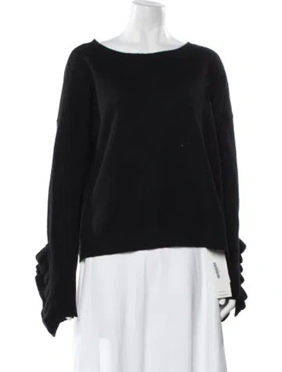 Pre-owned Saks Fifth Avenue Cashmere Bateau Neckline Sweater In Black