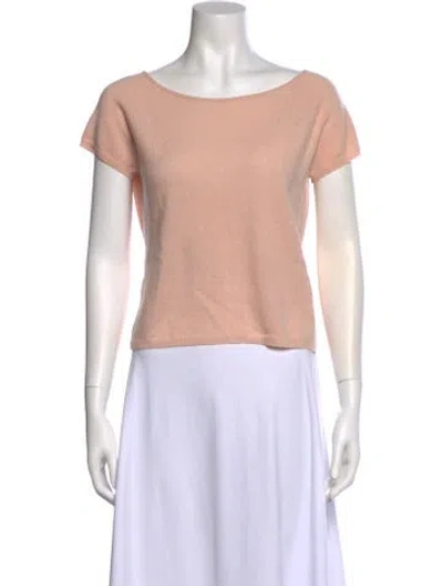 Pre-owned Saks Fifth Avenue Cashmere Bateau Neckline T-shirt In Pink