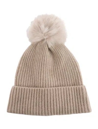 Pre-owned Saks Fifth Avenue Cashmere Beanie In Neutrals