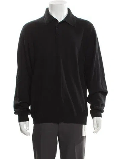 Pre-owned Saks Fifth Avenue Cashmere Collar Polo Sweater In Gray