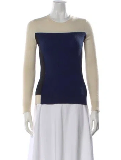 Pre-owned Saks Fifth Avenue Cashmere Colorblock Pattern Sweater In Blue