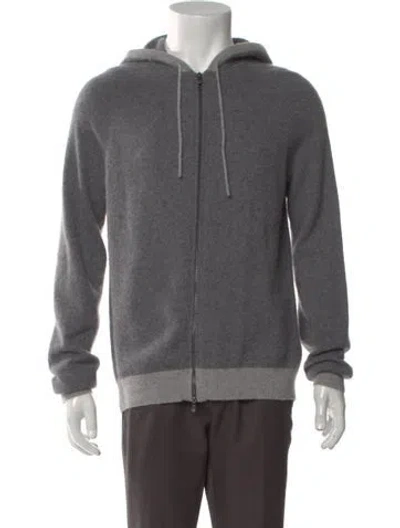 Pre-owned Saks Fifth Avenue Cashmere Crew Neck Cardigan In Gray