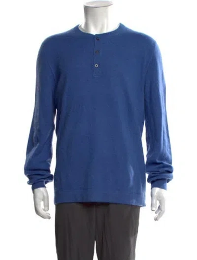 Pre-owned Saks Fifth Avenue Cashmere Crew Neck Pullover In Blue