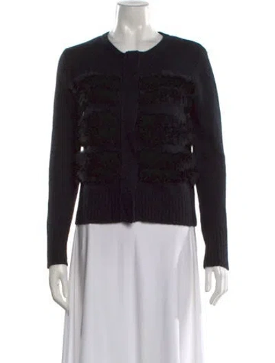 Pre-owned Saks Fifth Avenue Cashmere Crew Neck Sweater In Black
