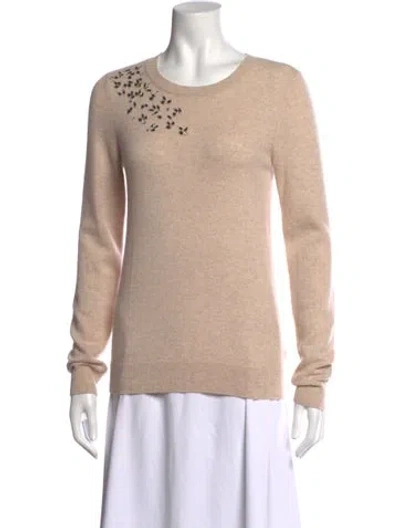 Pre-owned Saks Fifth Avenue Cashmere Crew Neck Sweater In Neutrals