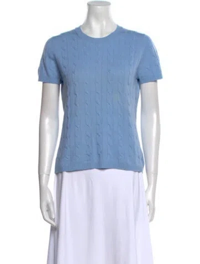 Pre-owned Saks Fifth Avenue Cashmere Crew Neck T-shirt In Blue