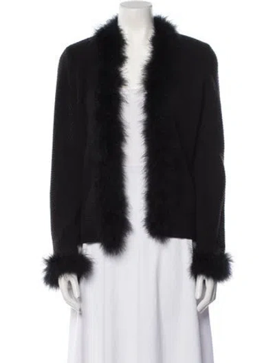 Pre-owned Saks Fifth Avenue Cashmere Faux Fur Jacket In Black