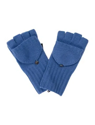 Pre-owned Saks Fifth Avenue Cashmere Fingerless Winter Gloves W/tags In Blue