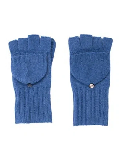 Pre-owned Saks Fifth Avenue Cashmere Fingerless Winter Gloves W/tags In Blue