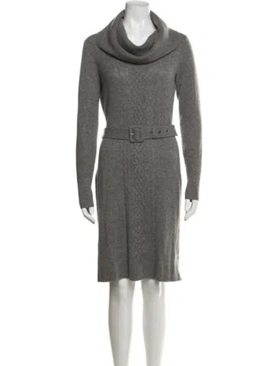 Pre-owned Saks Fifth Avenue Cashmere Knee-length Dress In Gray