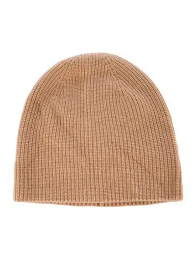 Pre-owned Saks Fifth Avenue Cashmere Knit Beanie Hat W/tags In Neutrals