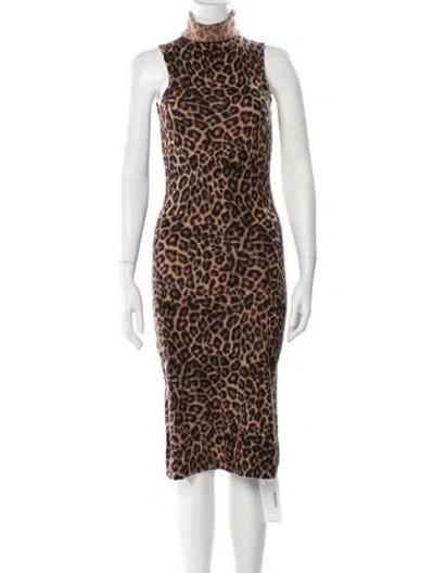 Pre-owned Saks Fifth Avenue Cashmere Midi Length Dress In Brown
