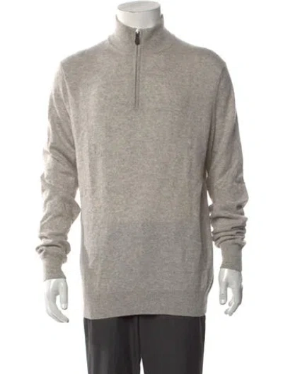Pre-owned Saks Fifth Avenue Cashmere Mock Neck Pullover In Gray