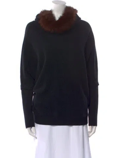 Pre-owned Saks Fifth Avenue Cashmere Mock Neck Sweater In Black