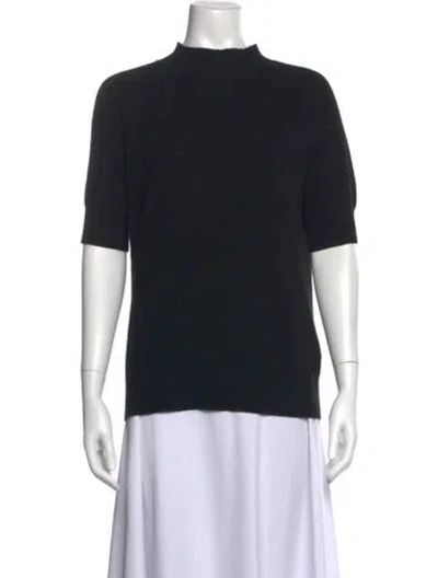 Pre-owned Saks Fifth Avenue Cashmere Mock Neck Sweater In Black