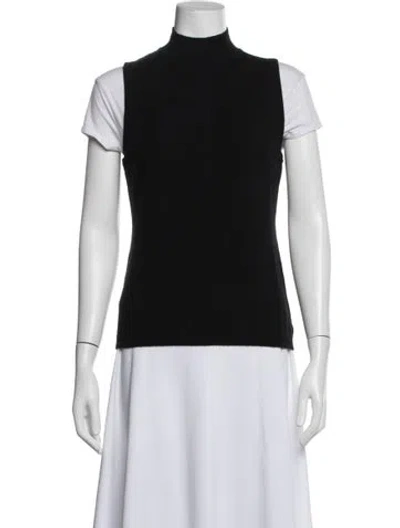 Pre-owned Saks Fifth Avenue Cashmere Mock Neck Sweater In Black