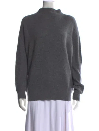 Pre-owned Saks Fifth Avenue Cashmere Mock Neck Sweater In Gray