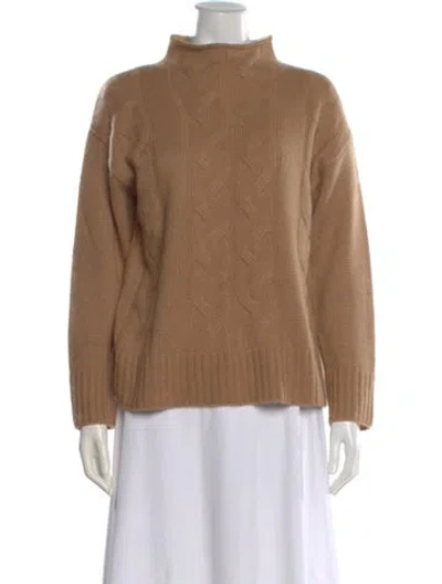 Pre-owned Saks Fifth Avenue Cashmere Mock Neck Sweater In Neutral
