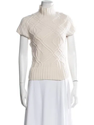 Pre-owned Saks Fifth Avenue Cashmere Mock Neck Sweater In Neutral
