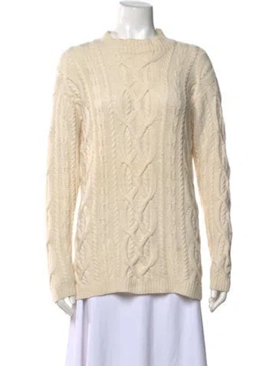 Pre-owned Saks Fifth Avenue Cashmere Mock Neck Sweater In Neutral