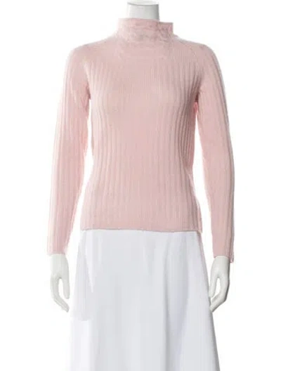 Pre-owned Saks Fifth Avenue Cashmere Mock Neck Sweater In Pink