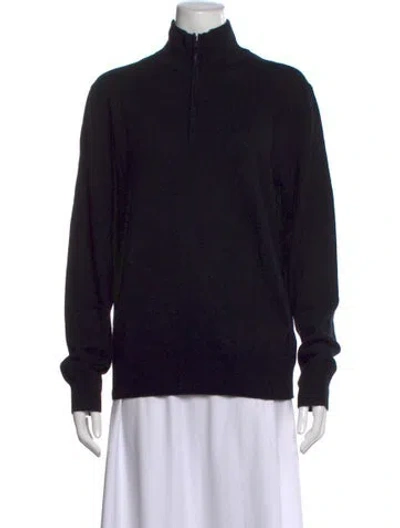 Pre-owned Saks Fifth Avenue Cashmere Mock Neck Sweater W/ Tags In Black