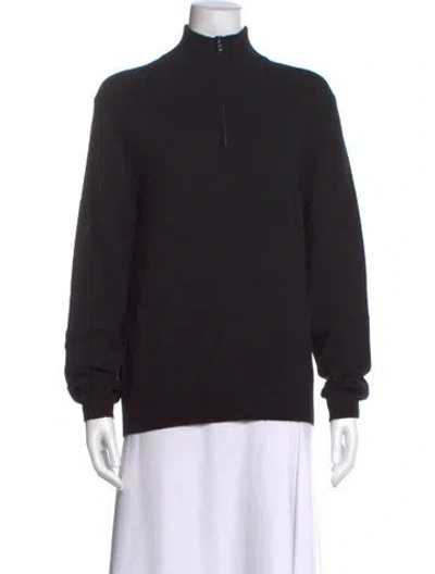 Pre-owned Saks Fifth Avenue Cashmere Mock Neck Sweater W/ Tags In Black