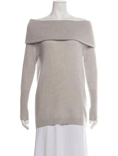 Pre-owned Saks Fifth Avenue Cashmere Off-the-shoulder Sweater In Neutrals