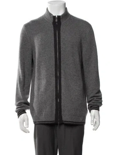 Pre-owned Saks Fifth Avenue Cashmere Open Front Cardigan In Gray