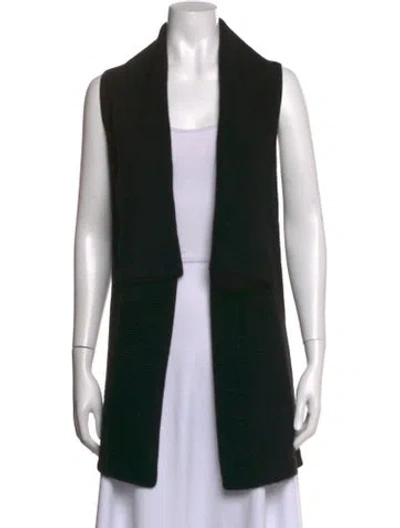 Pre-owned Saks Fifth Avenue Cashmere Open Front Sweater In Black
