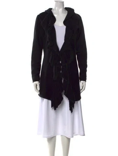 Pre-owned Saks Fifth Avenue Cashmere Open Front Sweater In Black