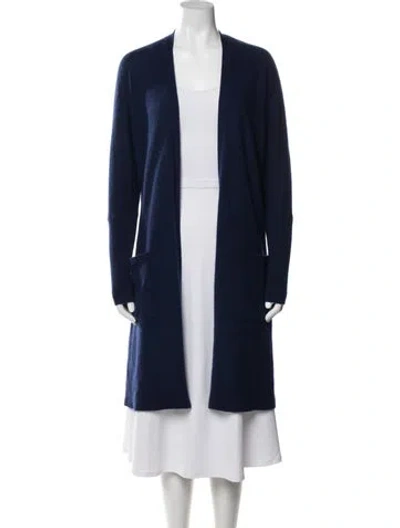 Pre-owned Saks Fifth Avenue Cashmere Open Front Sweater In Blue