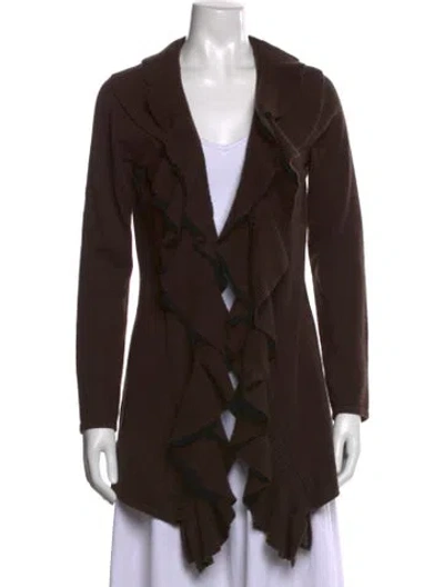 Pre-owned Saks Fifth Avenue Cashmere Open Front Sweater In Brown