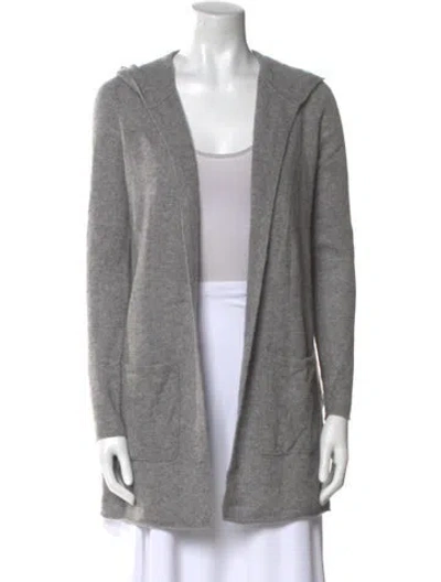 Pre-owned Saks Fifth Avenue Cashmere Open Front Sweater In Gray