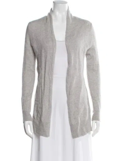 Pre-owned Saks Fifth Avenue Cashmere Open Front Sweater In Gray