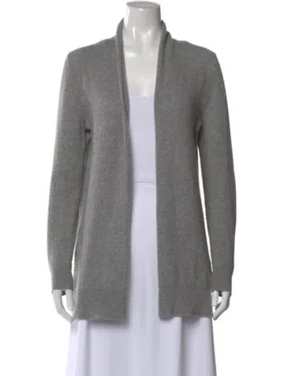 Pre-owned Saks Fifth Avenue Cashmere Open Front Sweater In Gray