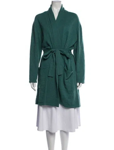 Pre-owned Saks Fifth Avenue Cashmere Open Front Sweater In Green