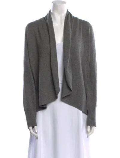 Pre-owned Saks Fifth Avenue Cashmere Open Front Sweater In Grey