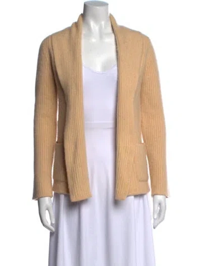 Pre-owned Saks Fifth Avenue Cashmere Open Front Sweater In Neutral